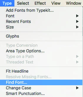 Type Find Font Dropdown